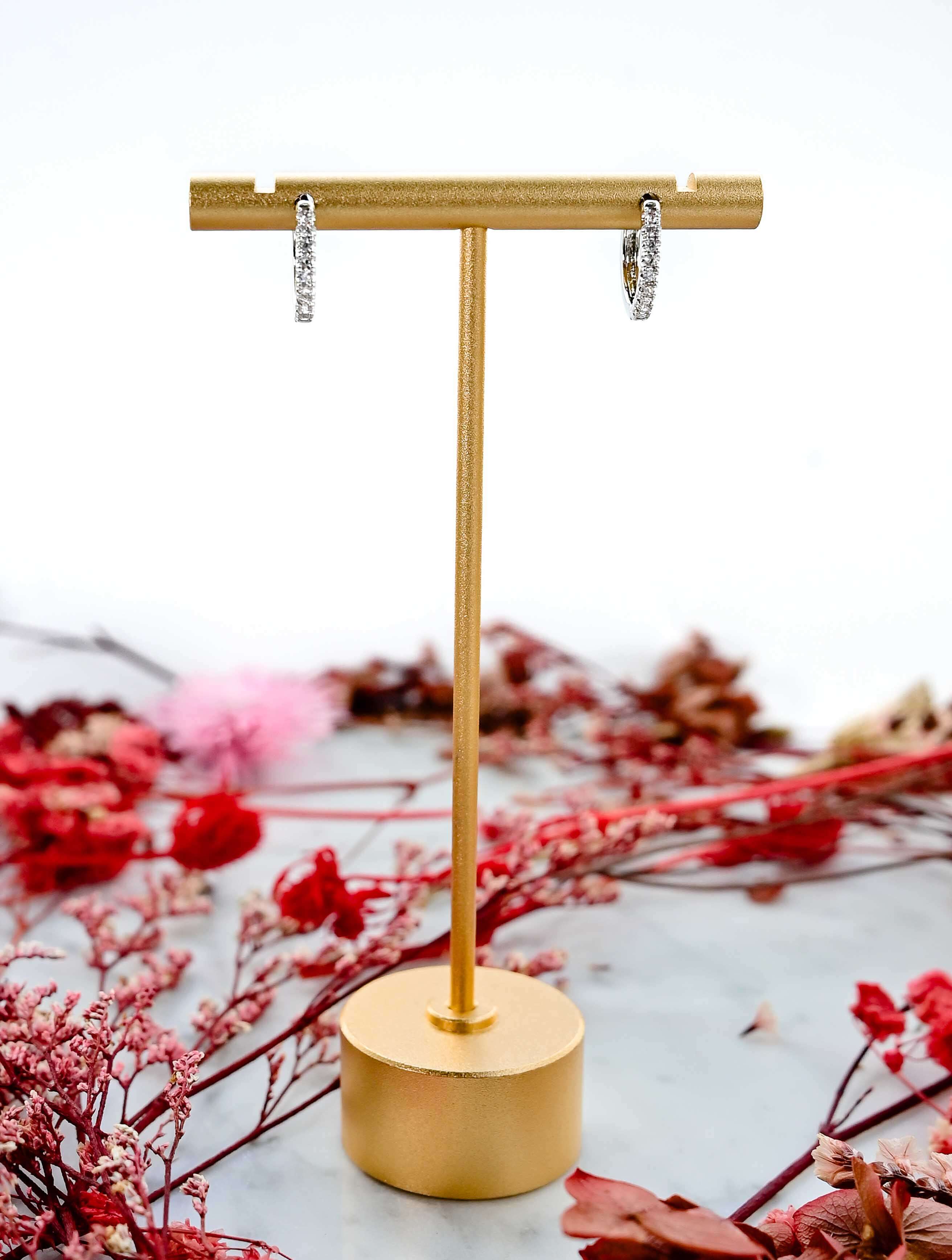 14K Gold Dipped Pave CZ Huggie Hoop Earrings - Image 5
