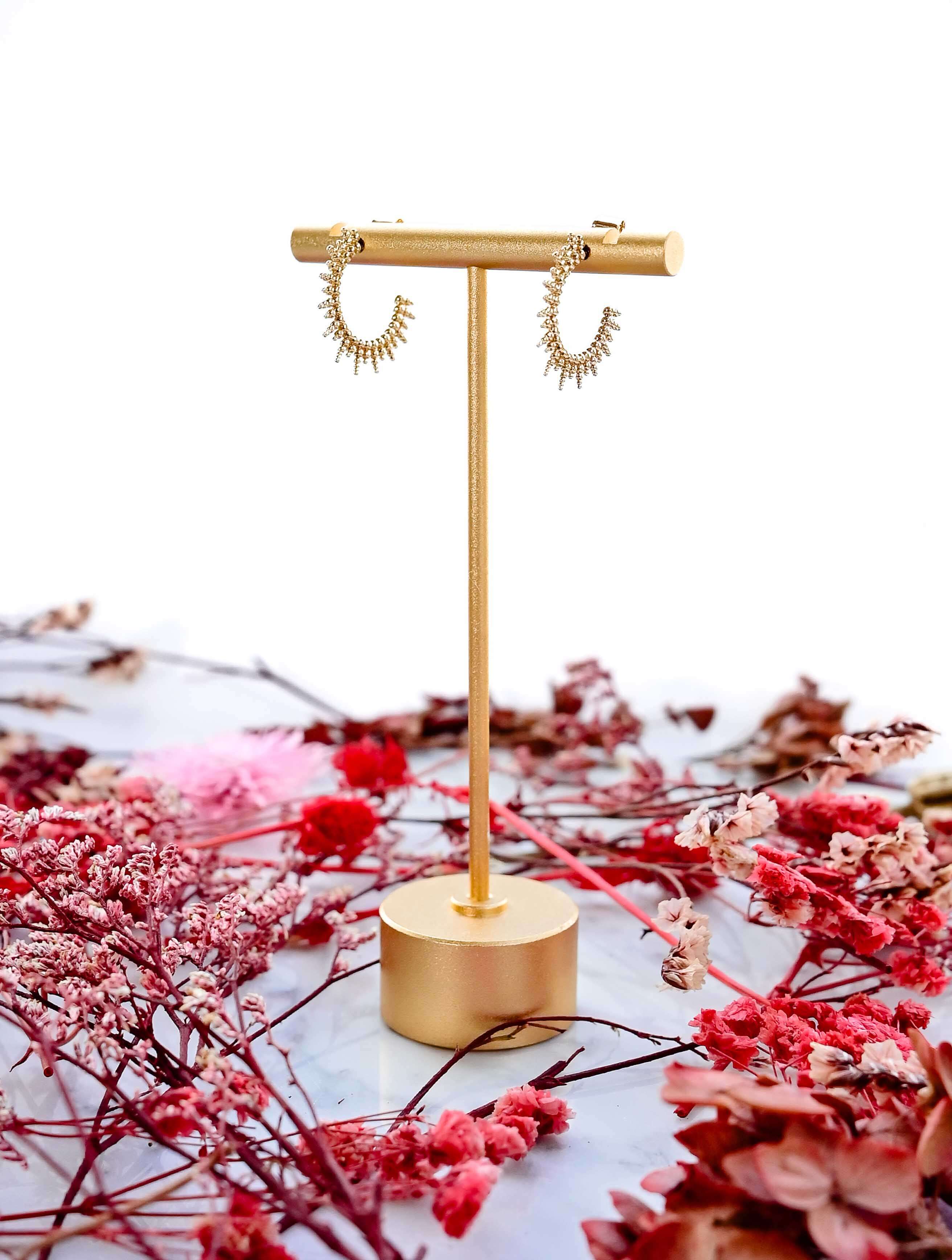 14K Gold Dipped Textured Post Hoop Earrings