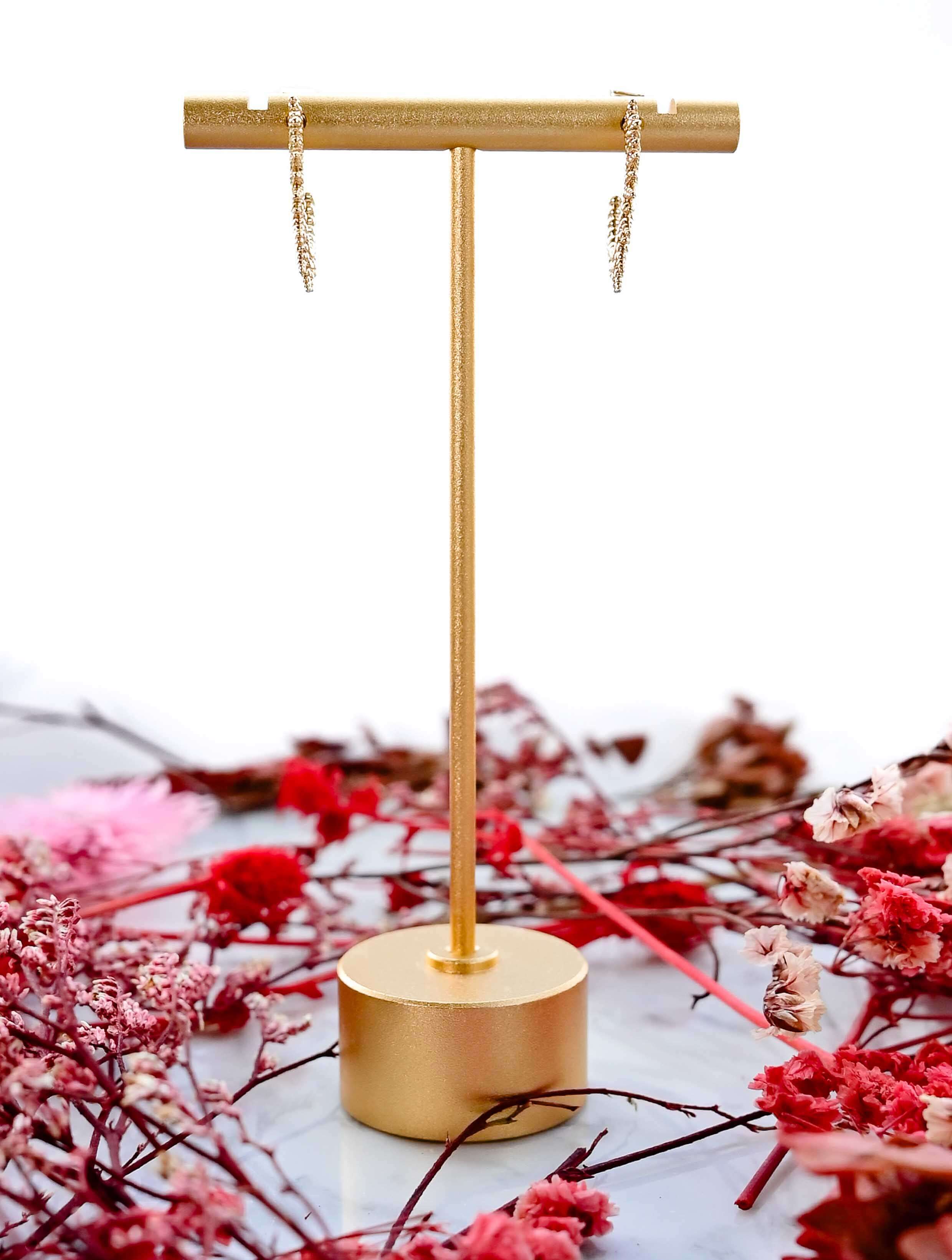 14K Gold Dipped Textured Post Hoop Earrings - Image 4