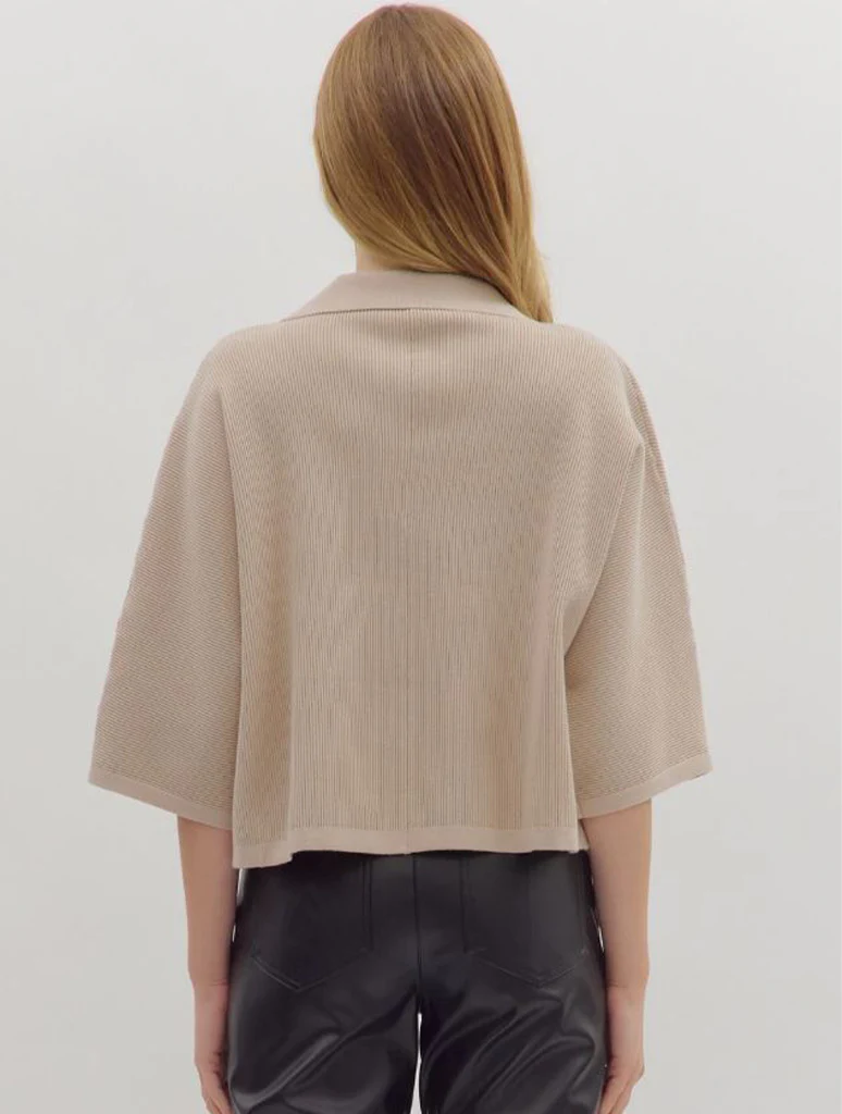 3/4 Sleeve Collared Sweater - Image 3