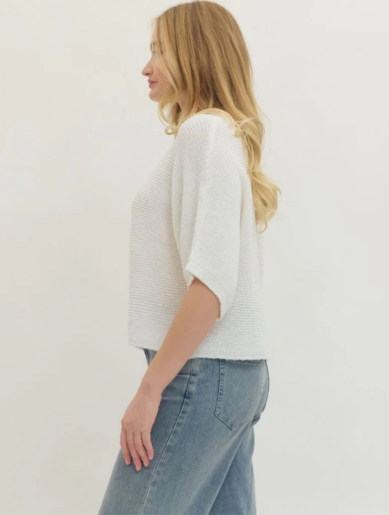 3/4 Sleeve Ribbed Light Weight Sweater - Image 2