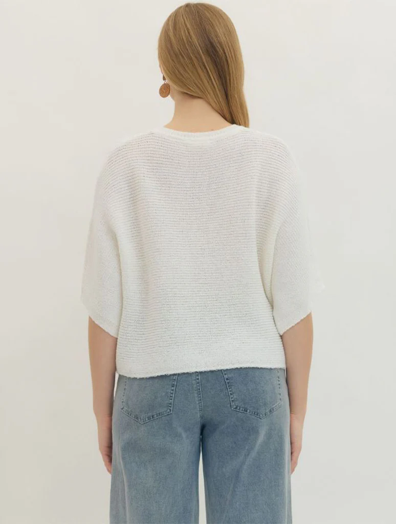 3/4 Sleeve Ribbed Light Weight Sweater - Image 3