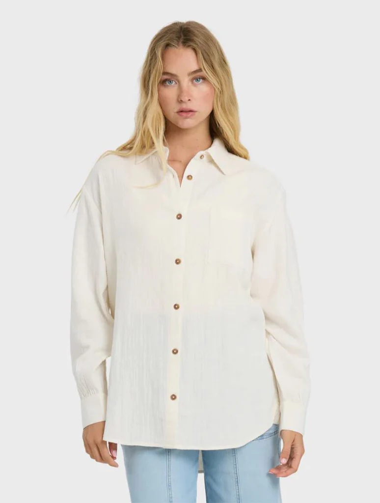 Billabong Wanderer Solid Long Sleeve Woven Top - Image 3
