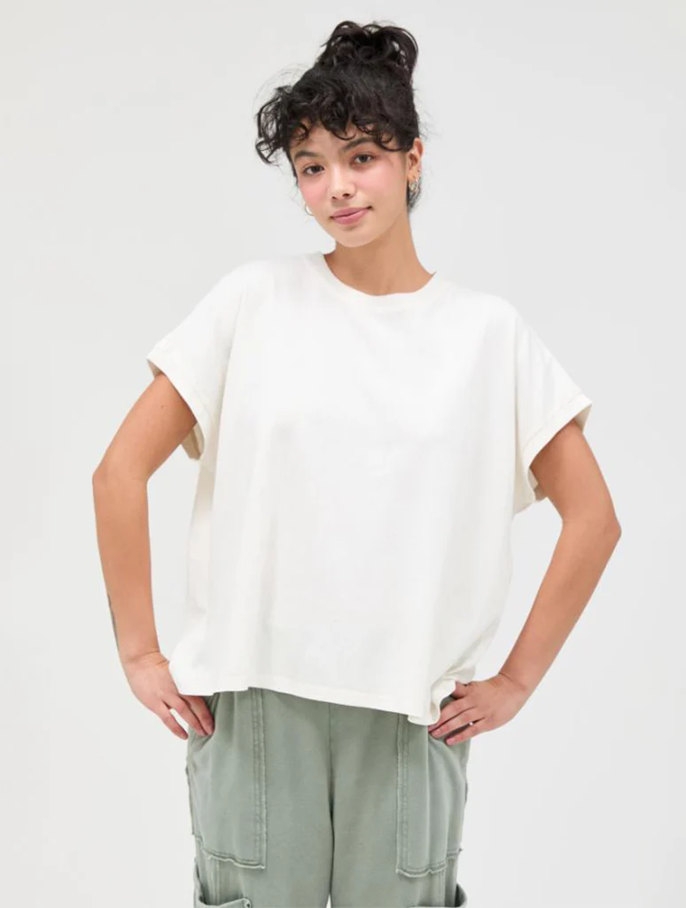 Capped Sleeve Mineral Wash T-Shirt - Image 4