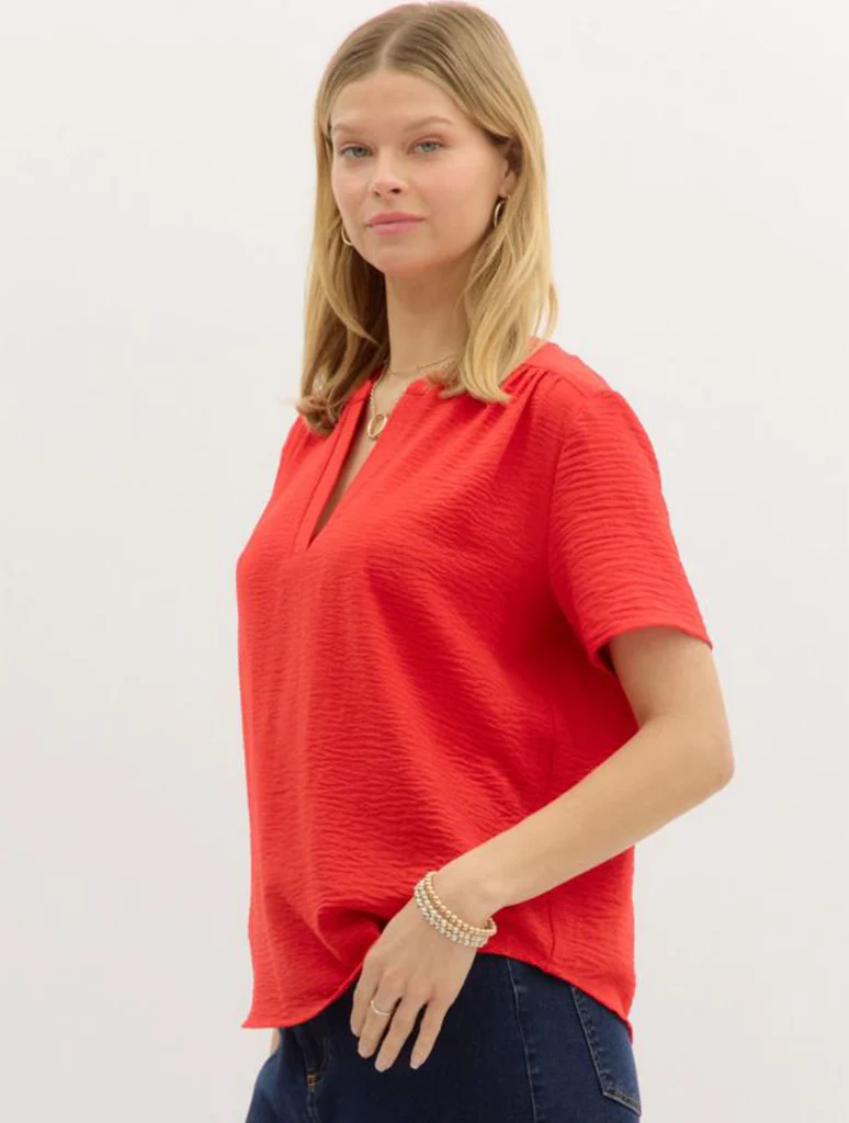 Classic V-Neck Short Sleeve Blouse - Image 5