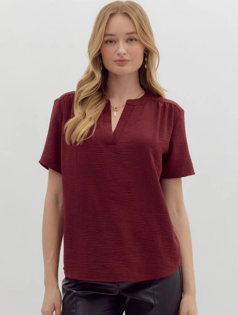 Classic V-Neck Short Sleeve Blouse - Image 7