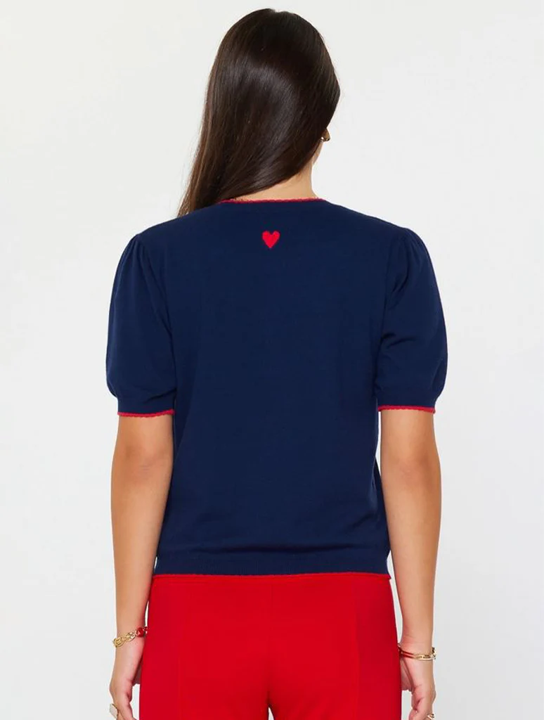 Contrast Edge Short Sleeve Sweater - Image 3