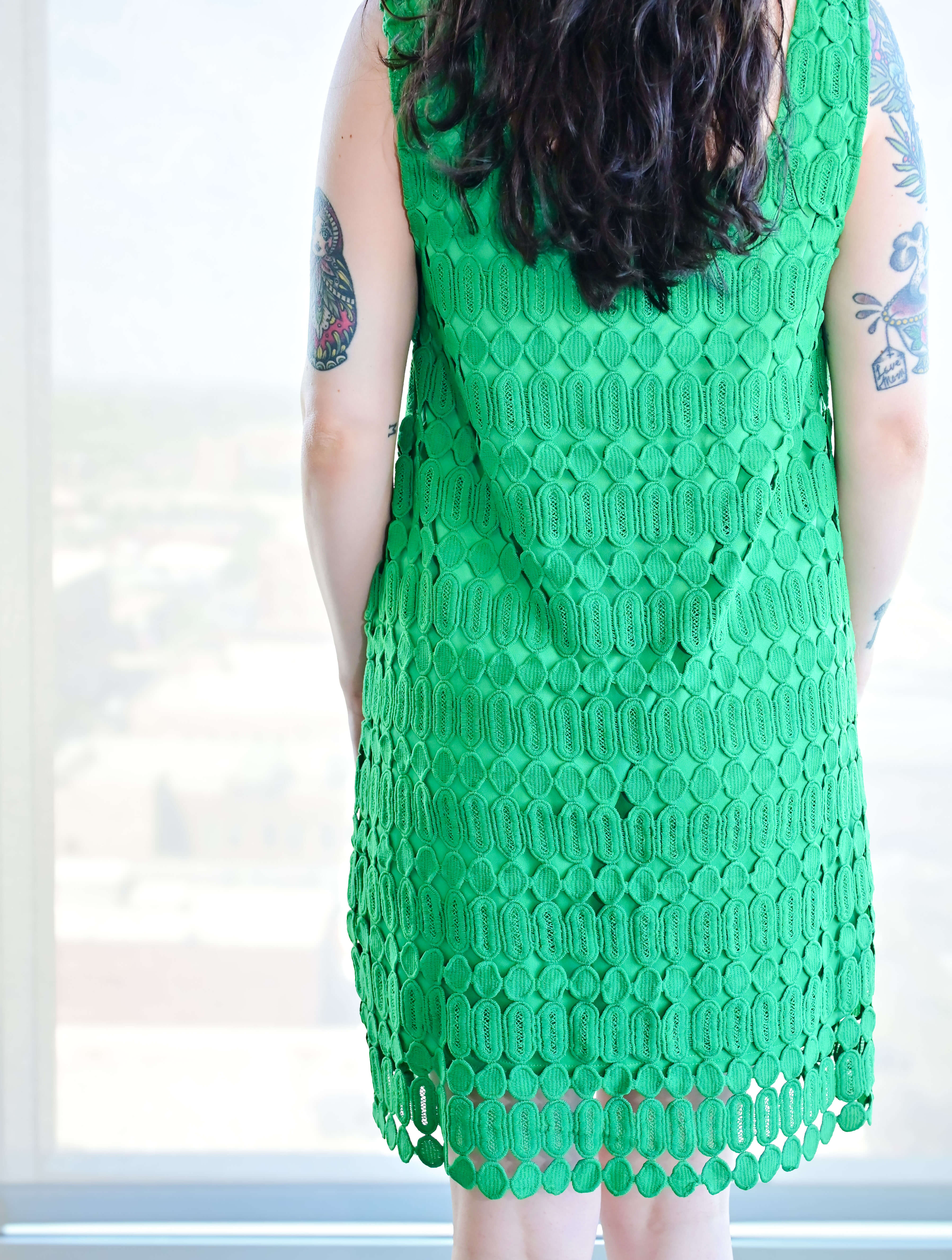 Crochet Overlay Shift Dress - Image 3