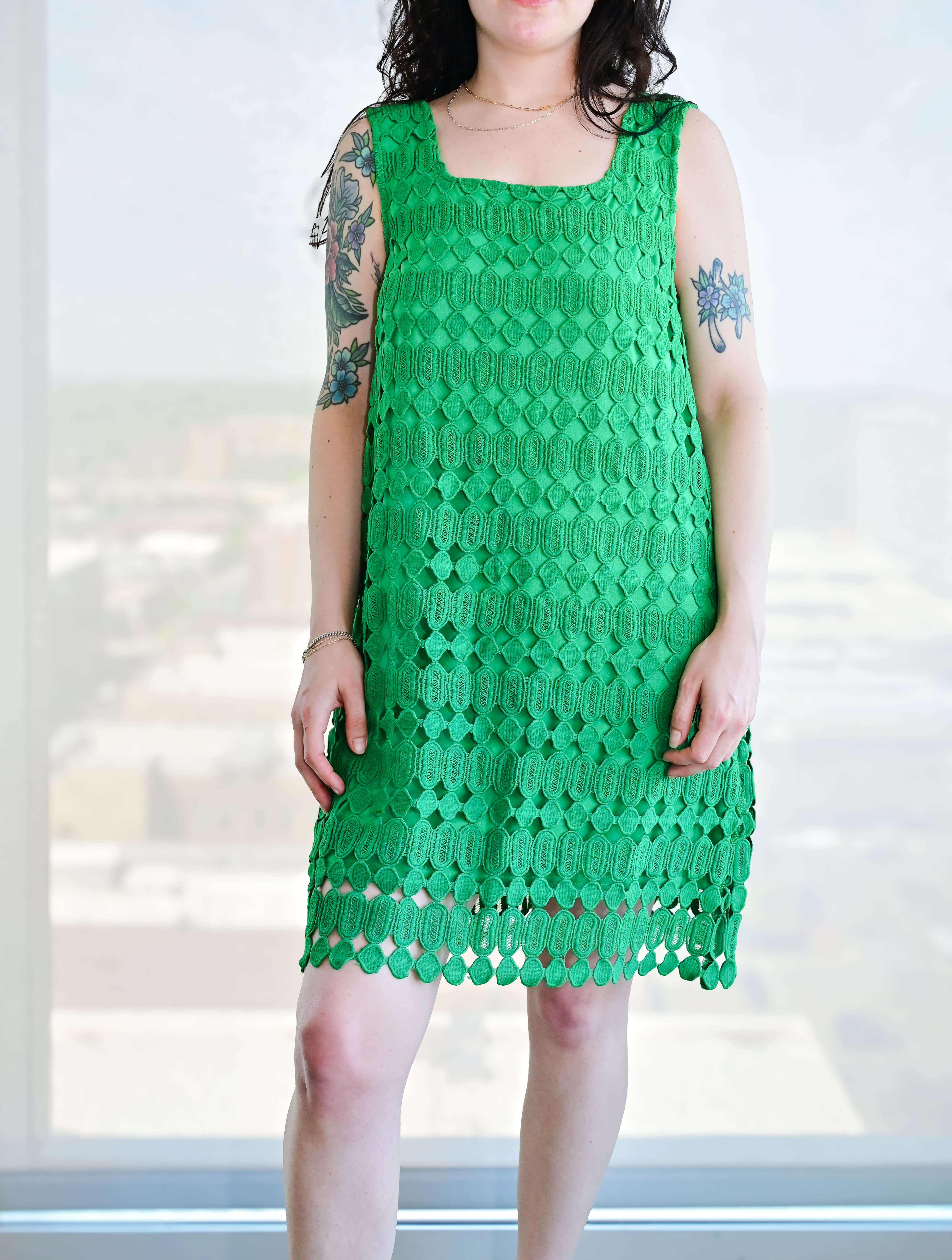 Crochet Overlay Shift Dress - Image 4