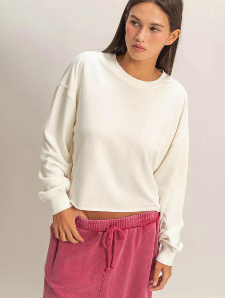 Cropped Mineral Wash Sweatshirt
