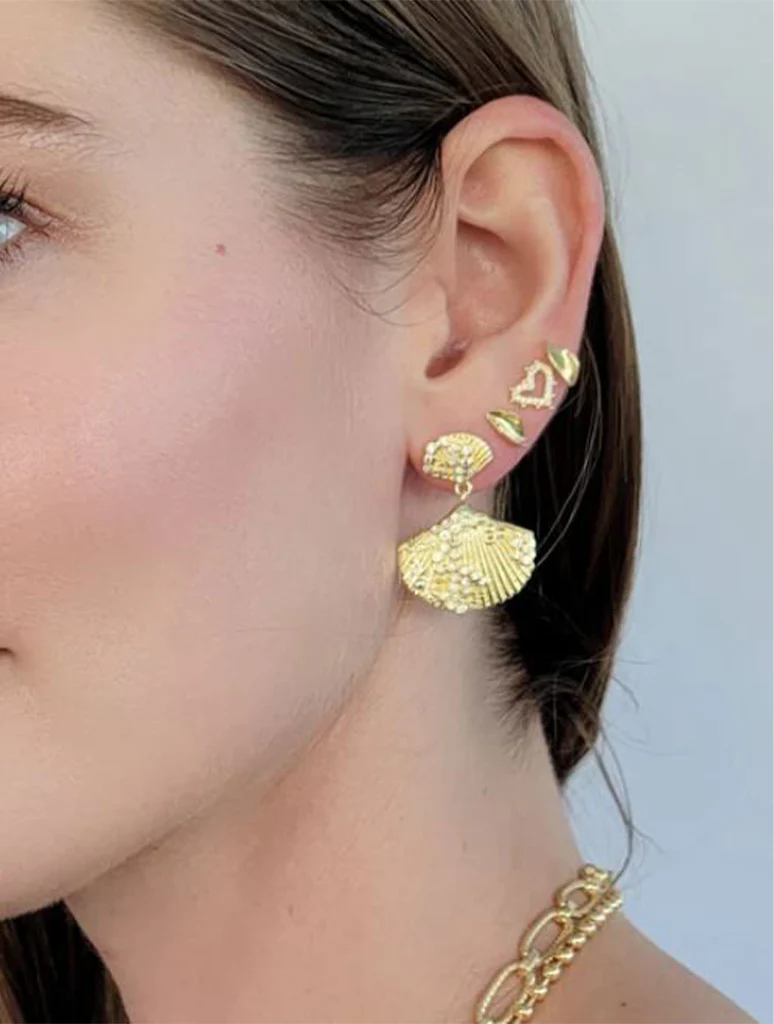 Dangling CZ Shell Earrings - Image 2