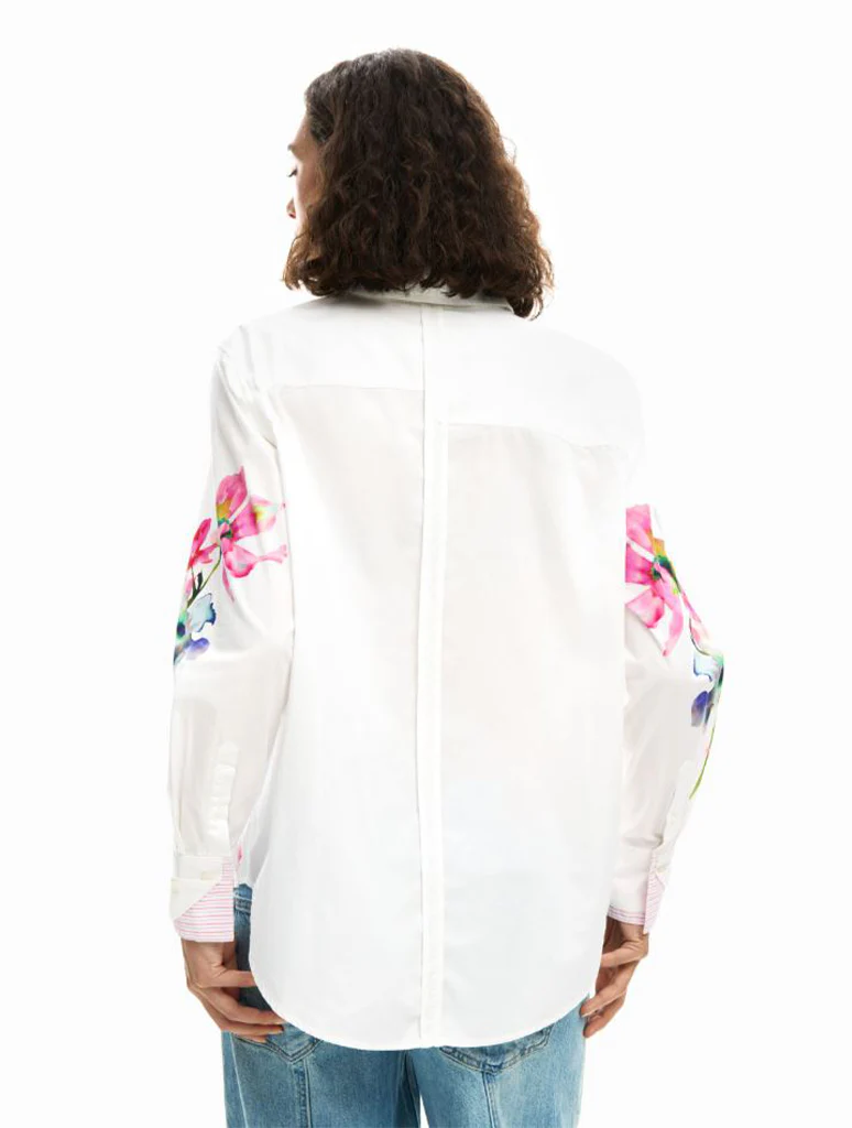 Desigual Pleated Long Sleeve Floral Shirt - Image 2