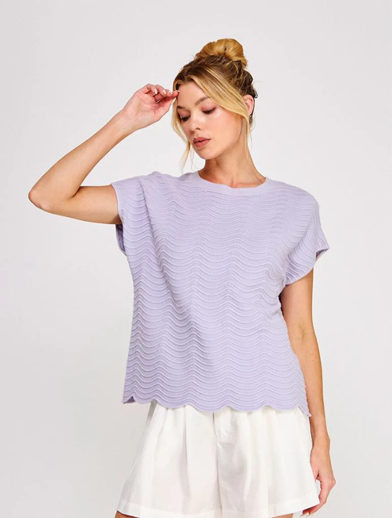 Fine Gauge Scallop Pattern Knit Top