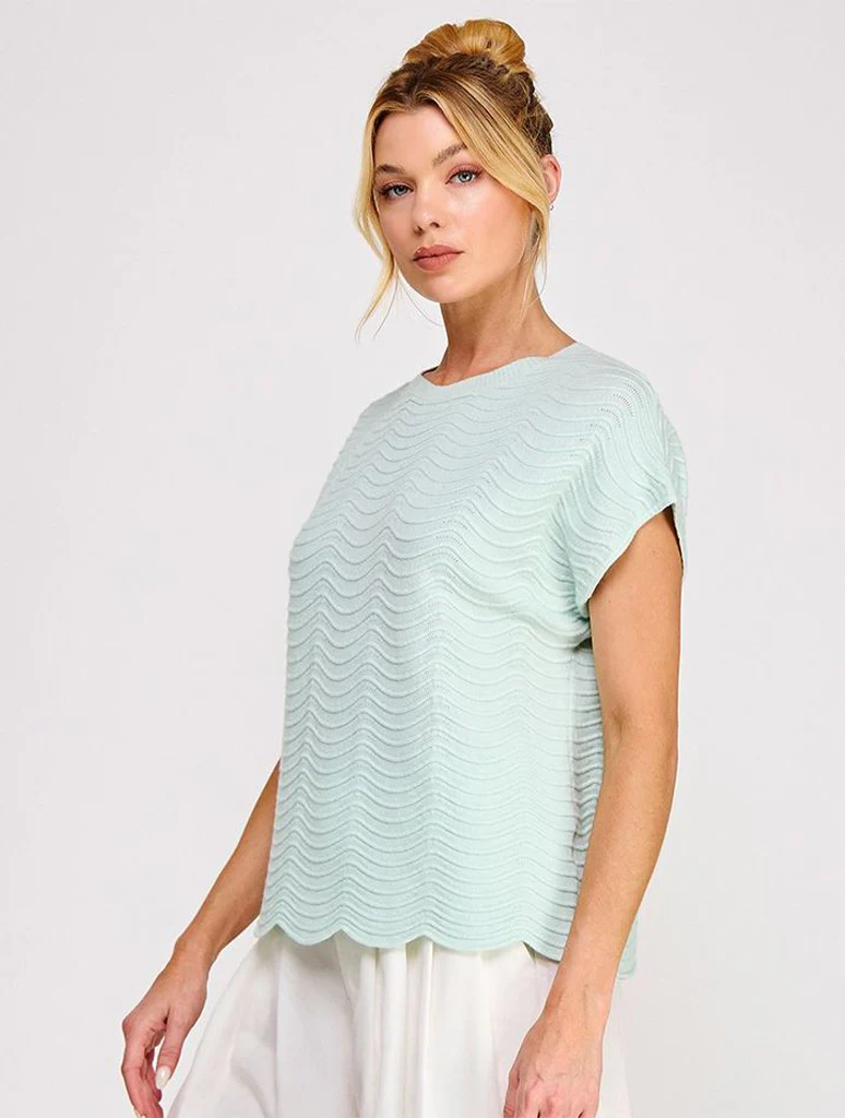Fine Gauge Scallop Pattern Knit Top - Image 5