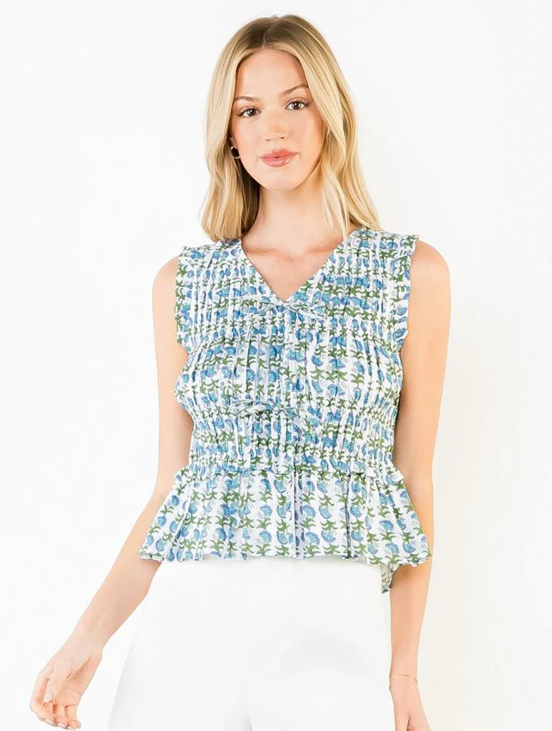 Floral Print Smocked Top