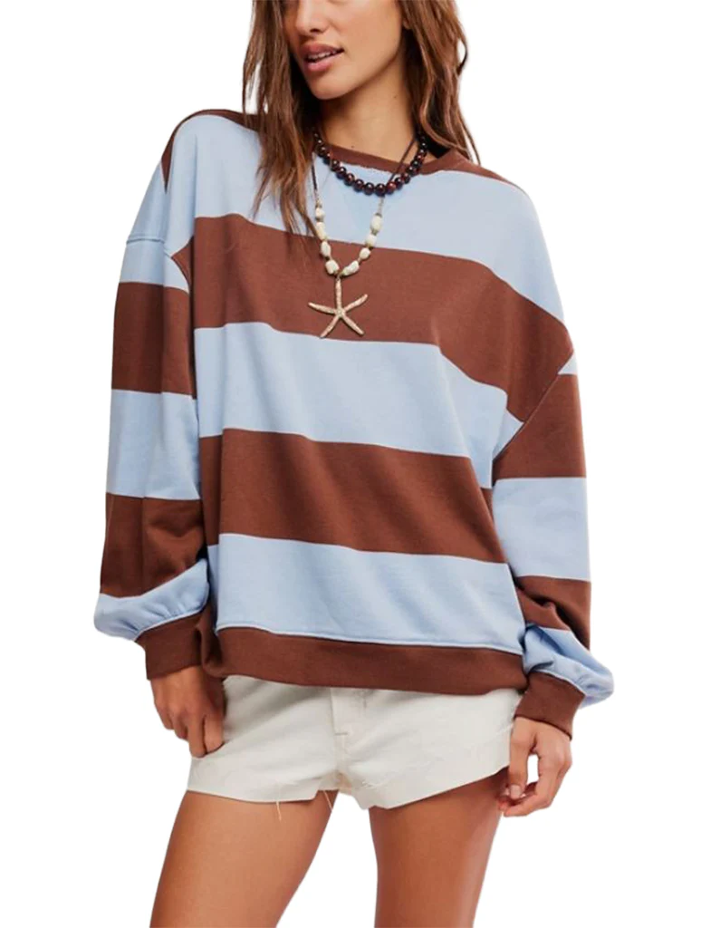 Free People Classic Stripe Crew Sweatshirt