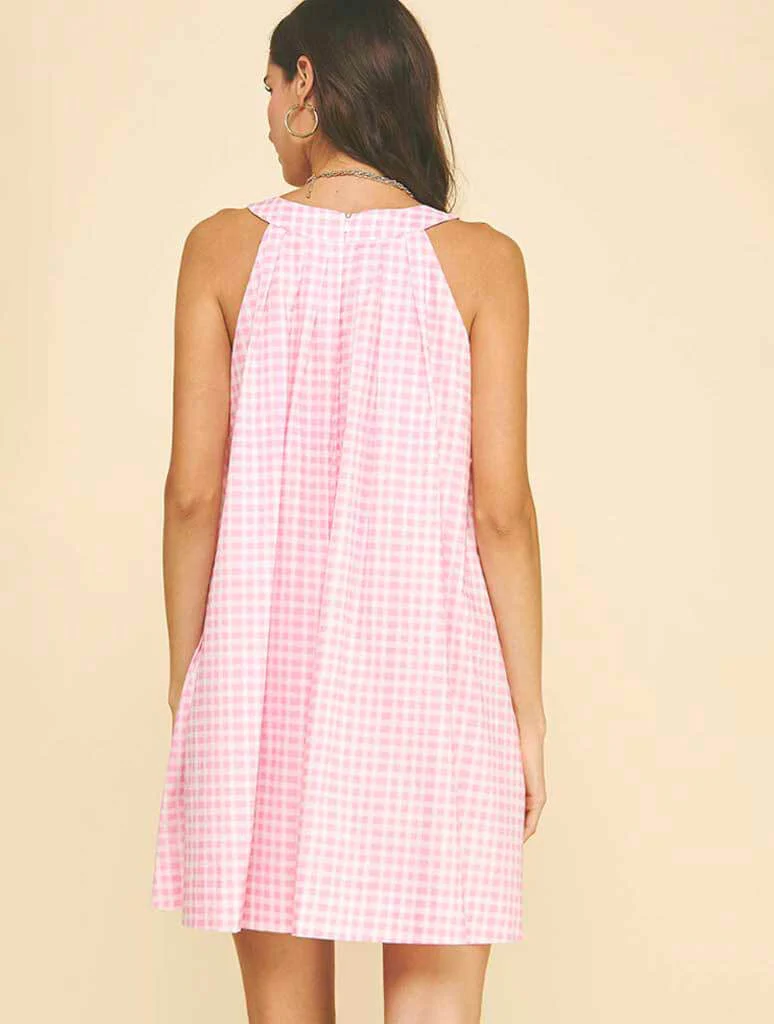 Gingham A-Line Mini Dress - Image 3