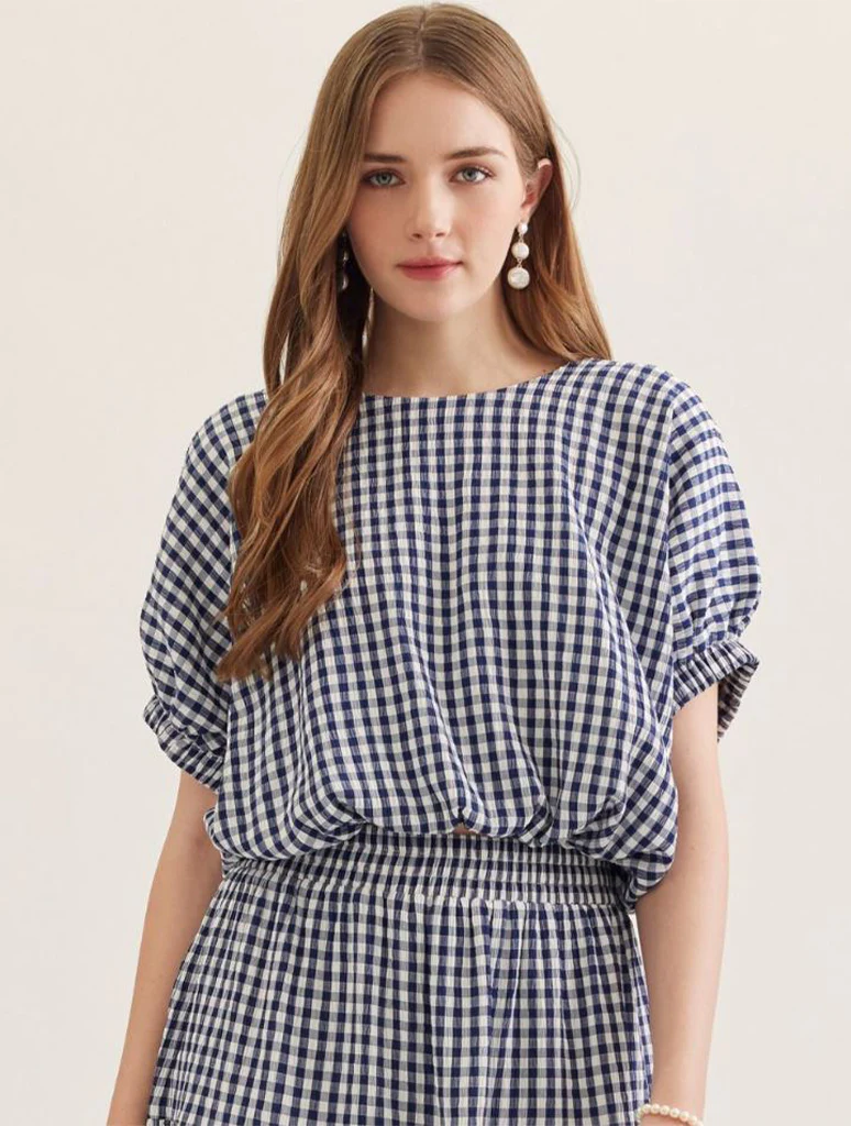 Gingham Bubble Top