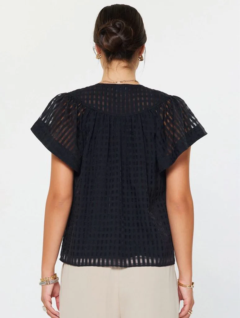 Gingham Check Short Sleeve Blouse - Image 3