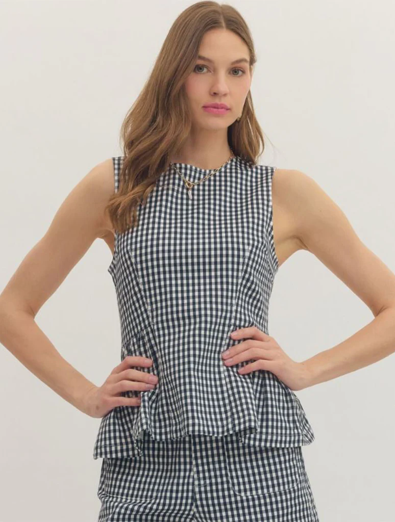Gingham Peplum Top