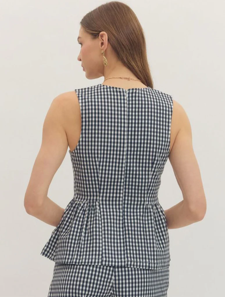Gingham Peplum Top - Image 3