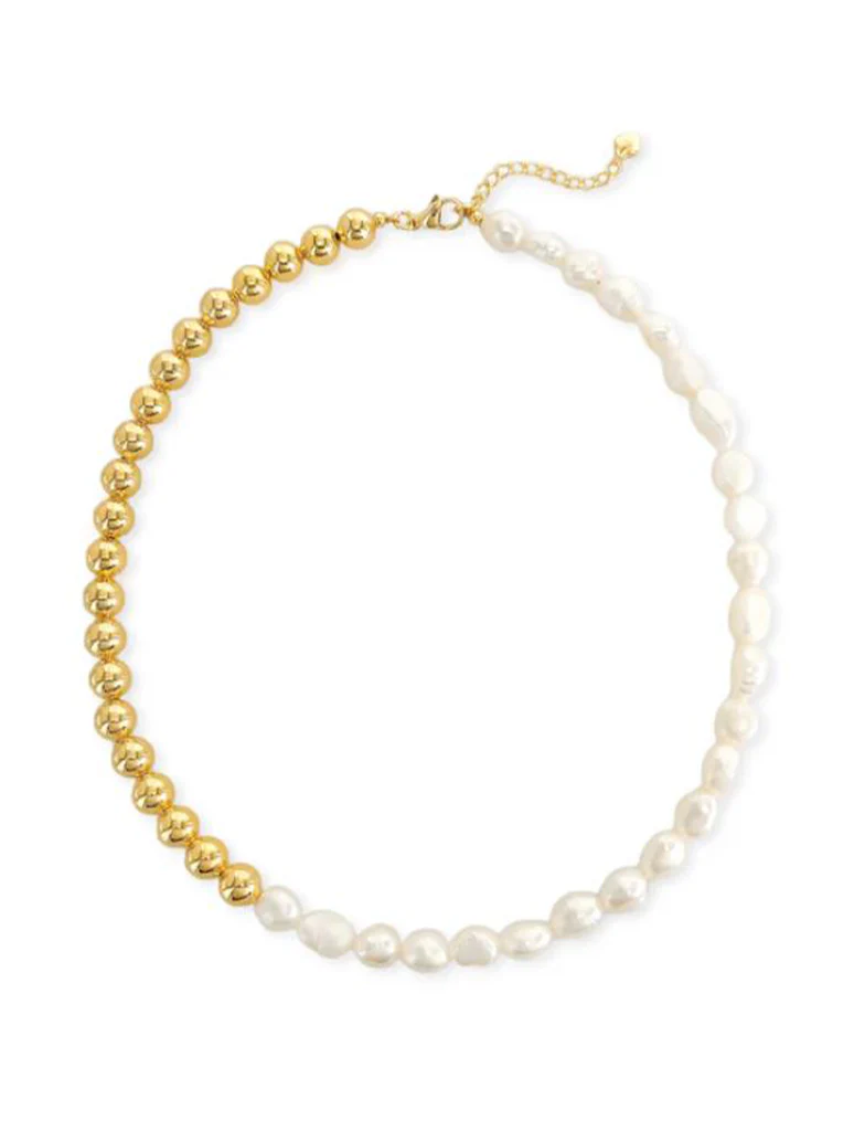 Half Genuine Pearl Half Beaded Necklace - Image 2