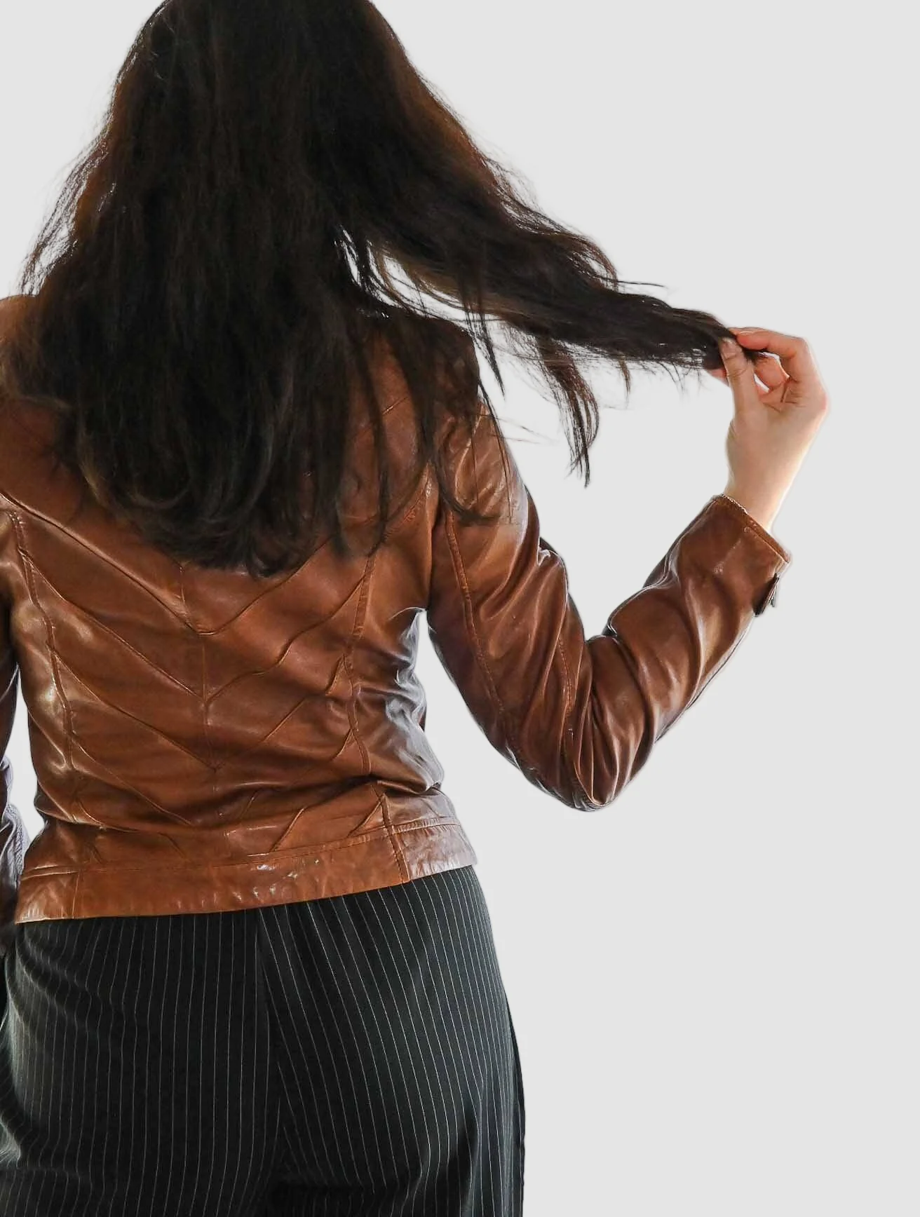 Jolah Leather Jacket with Chevron Back - Image 3