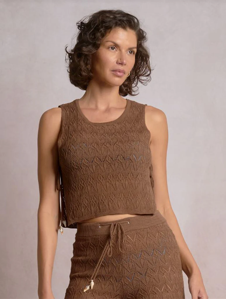 Crochet Crew Top With Side Ties