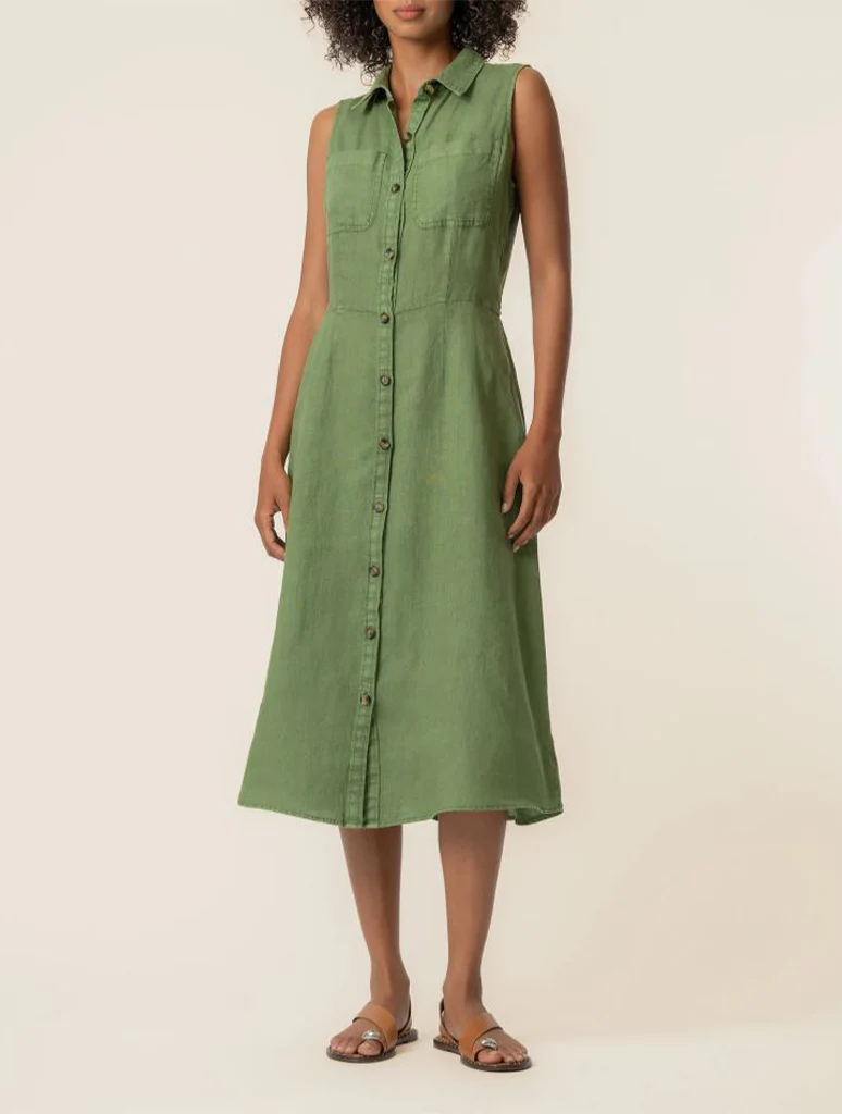 Kut from the Kloth Bowie Button Down A-Line Sleeveless Dress