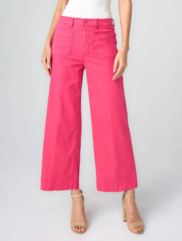 Liverpool Cropped Wide Leg Pants With Patch Pocket