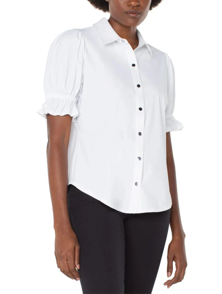 Liverpool Elbow Puff Sleeve Snap Front Knit Shirt - Image 4