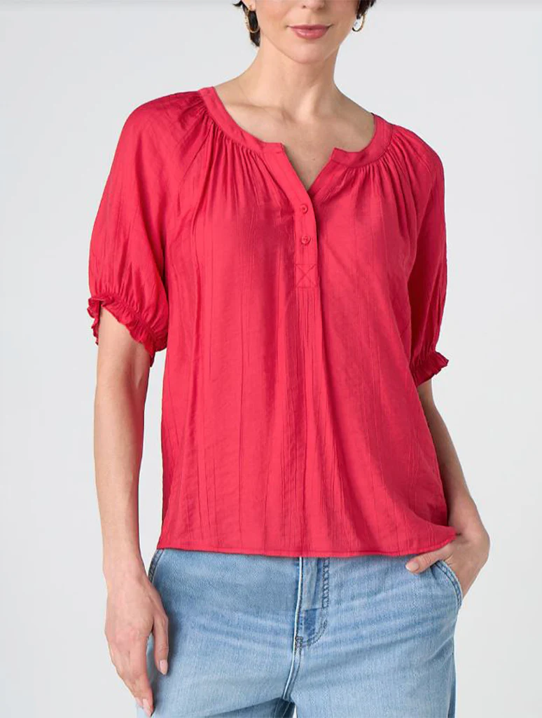 Liverpool Short Sleeve Half Placket Woven Blouse