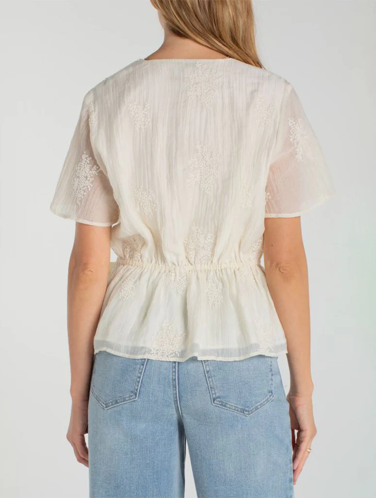 Liverpool Short Sleeve Wrap Front Woven Top with Tie - Image 2