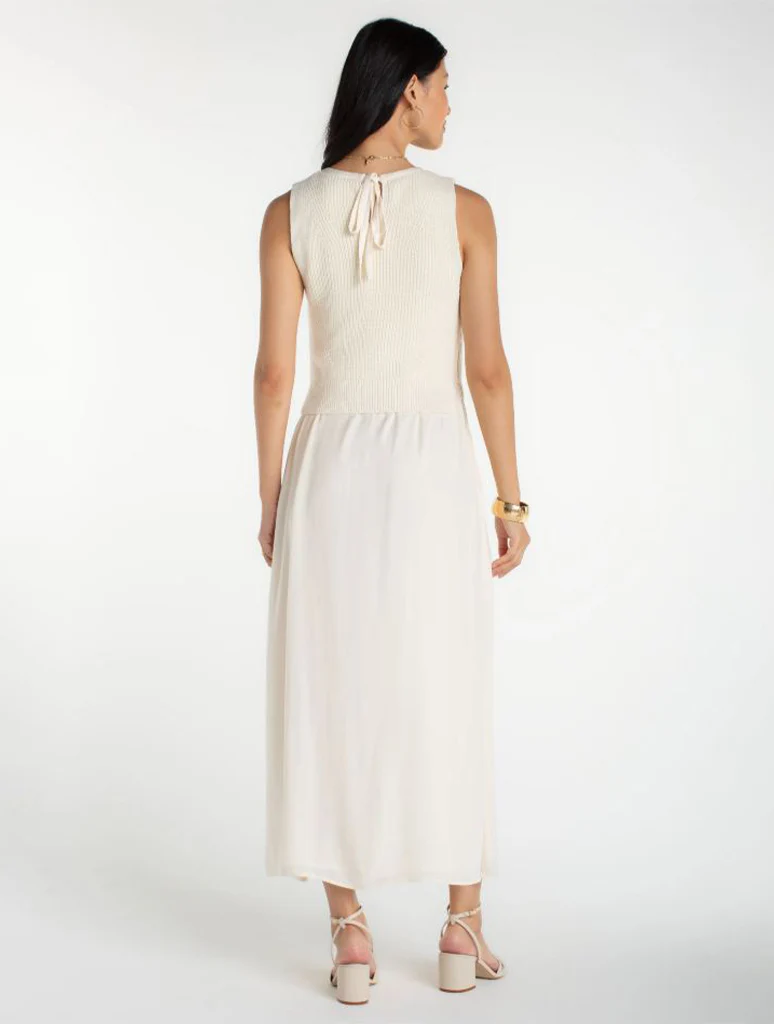 Liverpool Sleeveless Crewneck Tie-Back Sweater Woven Dress - Image 2