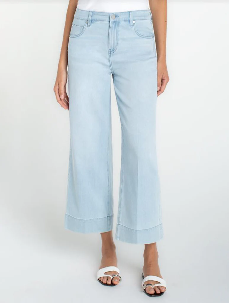 Liverpool Stride Crop Wide Leg with Embroidered Side Seam