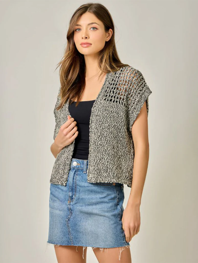 Open Front Knit Sleeveless Cardigan - Image 4