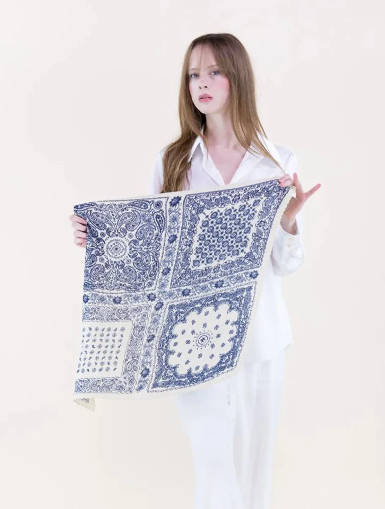 Paisley Bandana Pattern Crinkle Square Scarf - Image 3