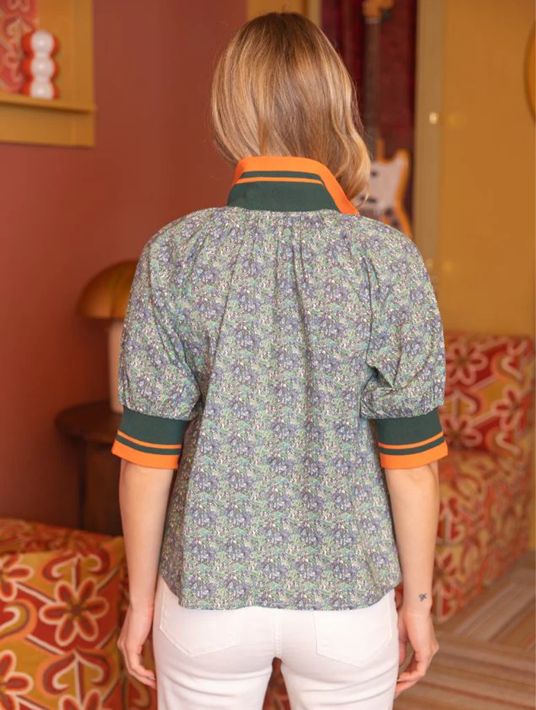 Ribbed Half-Zip Printed Top - Image 3