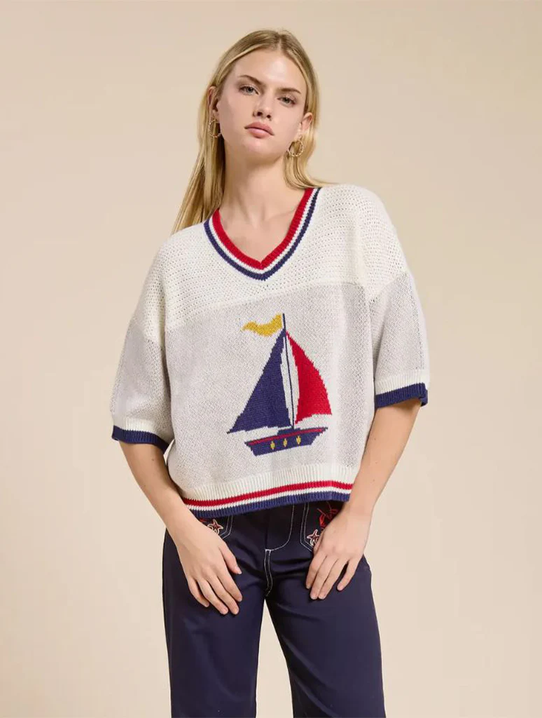 Sailing V-Neck Sweater Top