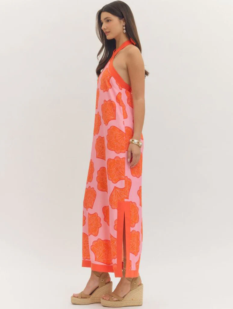 Shell Print Halter Neck Maxi Dress - Image 2