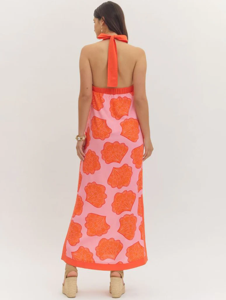 Shell Print Halter Neck Maxi Dress - Image 3