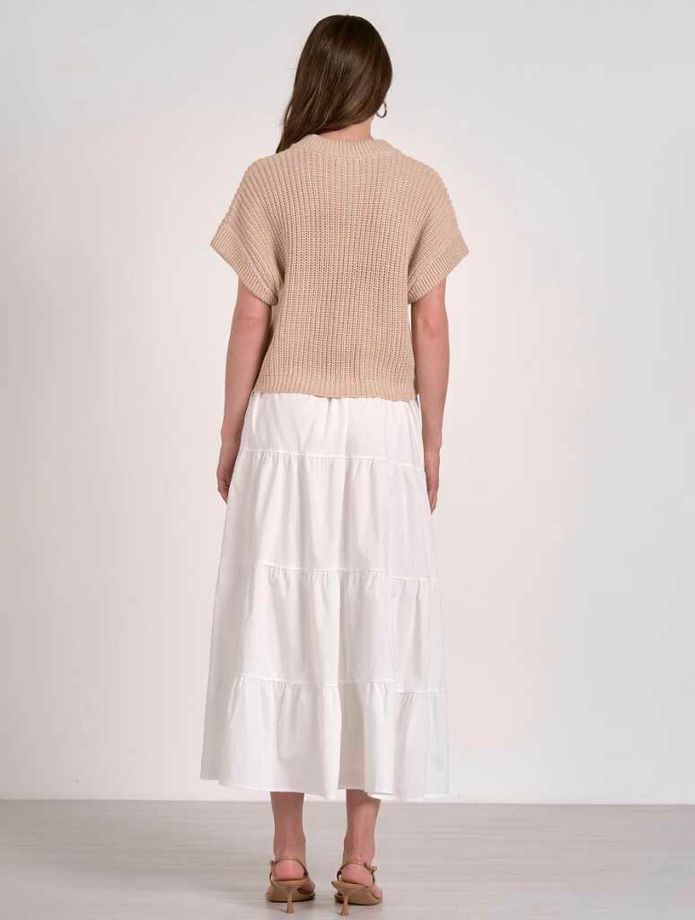 Short Sleeve Faux Two-Piece Attached Sweater and Skirt - Image 4