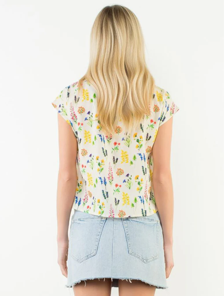 Short Sleeve Floral Pattern Button Down Top - Image 3