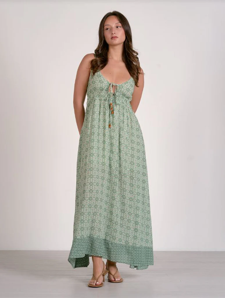 Spaghetti Strap Maxi Dress With Tie