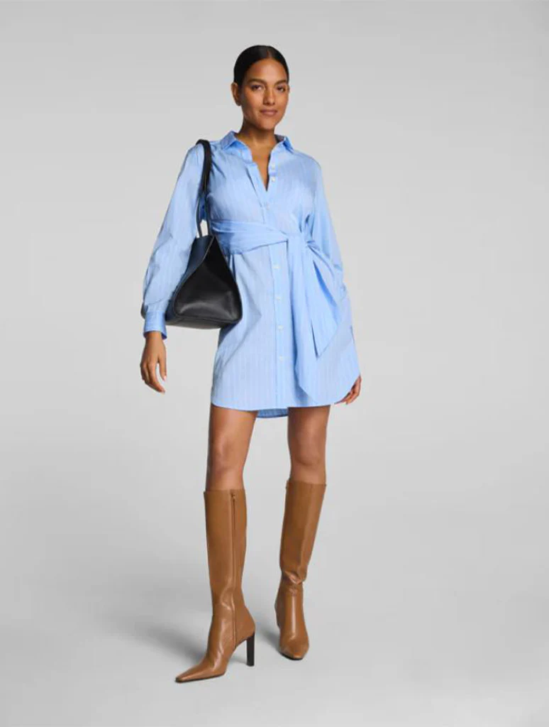 SPANX Poplin Button-down Mini Shirt Dress With Tie Belt - Image 2