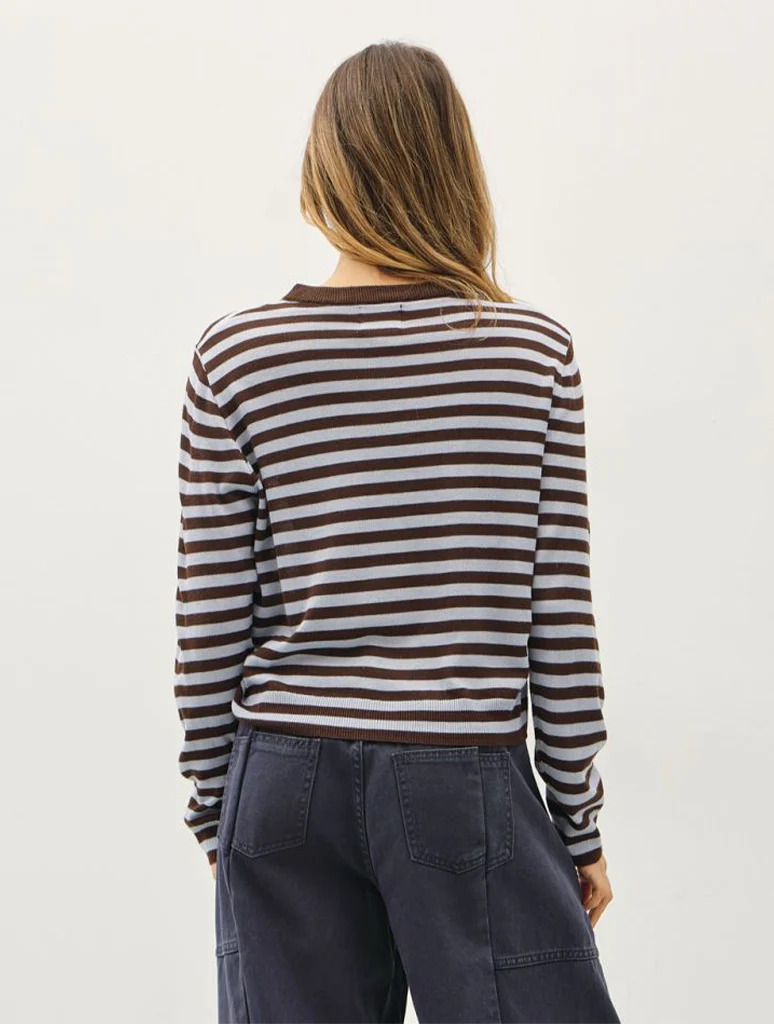 Striped Tortoiseshell Button Cardigan - Image 4