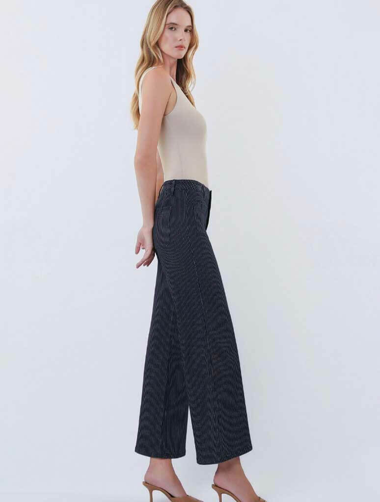 Vervet Olivia High Rise Patch Pocket Crop Striped Wide Jeans - Image 2