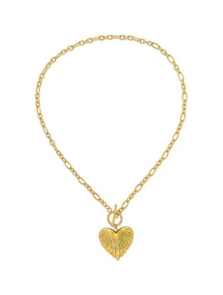 Water Resistant Ridged Heart Necklace