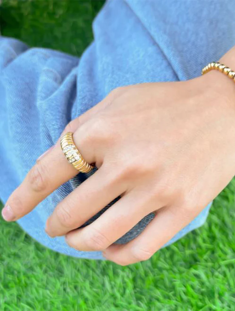 Water Resistant Textured CZ Ring - Image 4